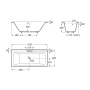 Vythos baign double acryl avec pieds tonic 170x80 - ROCA A248583001 