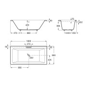 Vythos baign double acrylique avec pieds tonic 180x90 - ROCA A248584001 