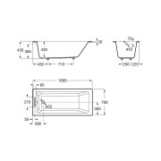Vythos baign acryl avec pieds total 160x70 - ROCA A248600001 
