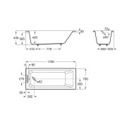 Vythos baign acryl avec pieds total 170x70 - ROCA A248601001 
