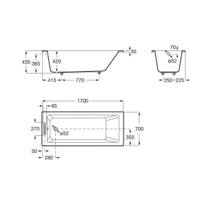 Vythos baign acryl avec pieds total 170x70 - ROCA A248601001 