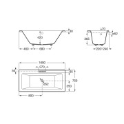 Vythos baign double acryl avec pieds total 160x75 - ROCA A248604001 