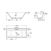 Vythos baign double acryl avec pieds total 170x75 - ROCA A248605001 