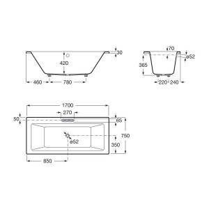 Vythos baign double acryl avec pieds total 170x75 - ROCA A248605001 