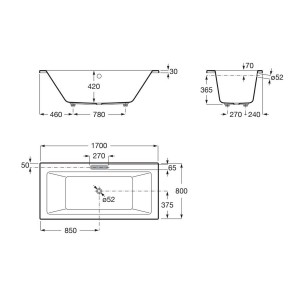 Vythos baign double acryl avec pieds total 170x80 - ROCA A248606001 