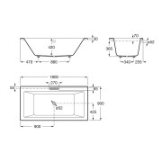 Vythos baign double acryl avec pieds total 180x90 - ROCA A248607001 