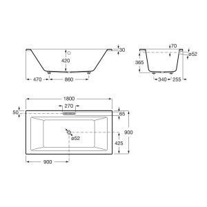 Vythos baign double acryl avec pieds total 180x90 - ROCA A248607001 