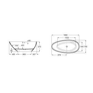 Kauai baignoire îlot en stonex avec trop plein 1600x750 blc - ROCA A248617000 