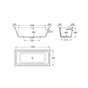 Ona baignoire encastrée stonex 1700x700 blanc - ROCA A248631000 