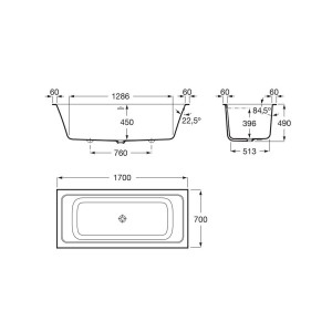 Ona baignoire encastrée stonex 1700x700 blanc - ROCA A248631000 