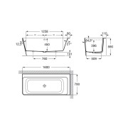 Ona baignoire îlot en stonex d'angle asymétrique droite 1600x700 blanc - ROCA A248638000 