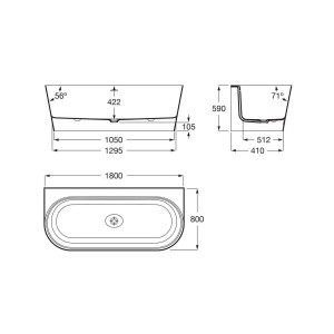 Raina baignoire murale stonex 180x80 blanc - ROCA A248665000 