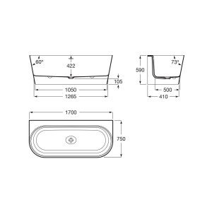 Raina baignoire murale stonex 170x75 blanc - ROCA A248668000 