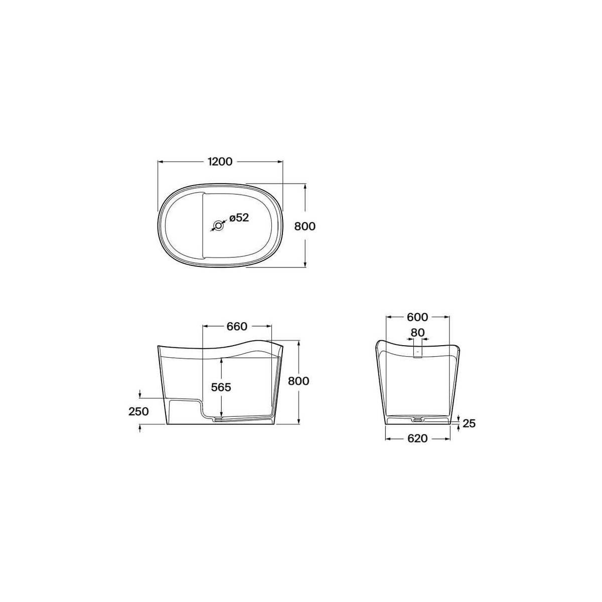 Ohtake baignoire îlot en stonex avec vidage clic-clac et siphon blanc - ROCA A248722000 