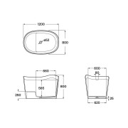 Ohtake baignoire îlot en stonex avec vidage clic-clac et siphon blanc - ROCA A248722000 