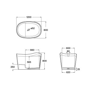 Ohtake baignoire îlot en stonex avec vidage clic-clac et siphon blanc - ROCA A248722000 
