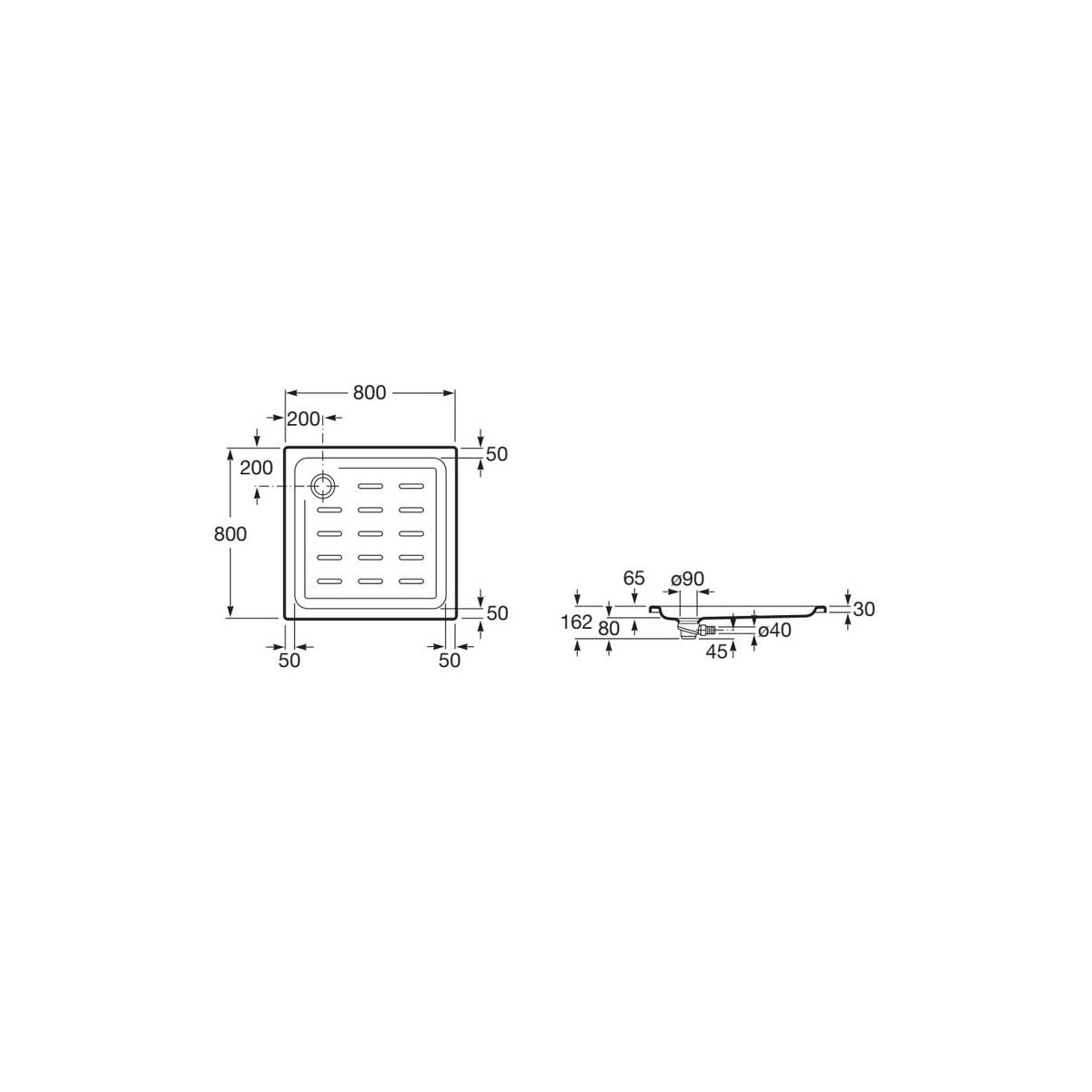 Easy Receveur Acryl 800X800 Epais.30Mm Blanc - ROCA A276080000 