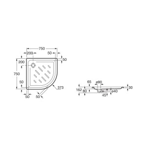 Easy Receveur Acryl 750 Angle Blanc - ROCA A276083000 