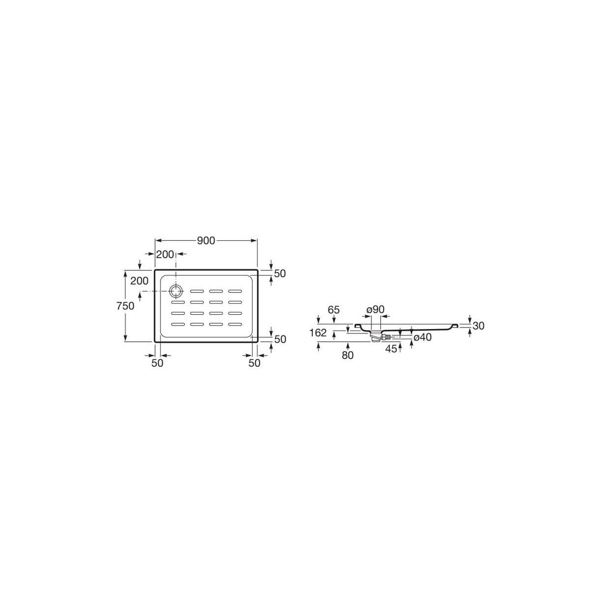 Easy Reveveur Acryl 900X750 Epais.30Mm Blanc - ROCA A276087000 