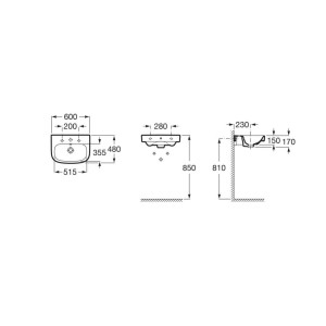 Lavabo mural en porcelaine Debba 600X480 Blanc - ROCA A325994000 