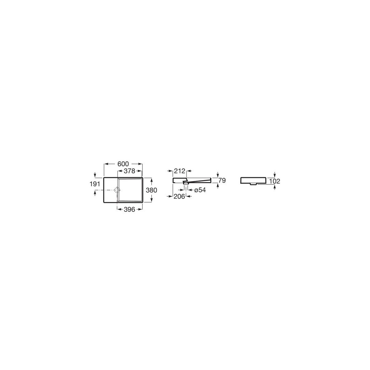 Horizon vasque dash 600x380 mm blanc mat - ROCA A32727962B 