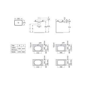 Inspira square vasque semi-encastrée en fineceramic sans trop-plein 550x370 café - ROCA A327534660 