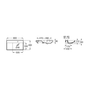 Ona lavabo mural 800x460 h 80 dte blanc mat - ROCA A327688620 