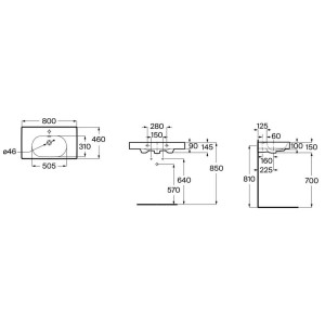 Meridian lavabo mural en fineceramic® blanc mat 800x460mm - ROCA A327745620 