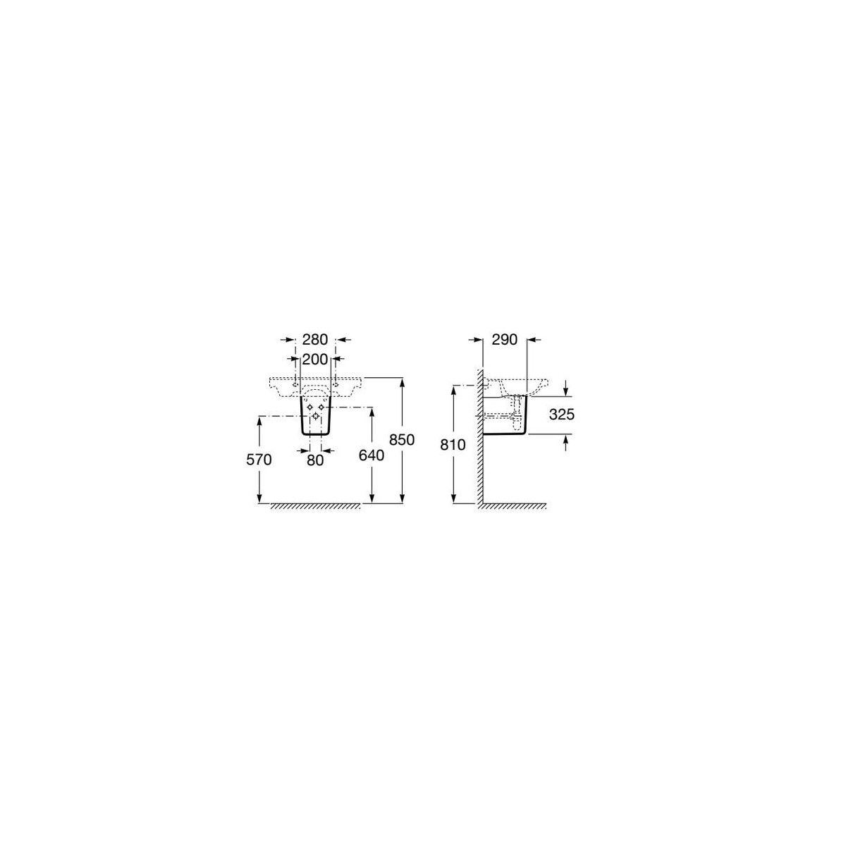 Semi-colonne pour lavabo en porcelaine Debba - ROCA A337991000 