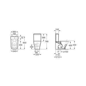 The gap square réservoir alimentation latérale 3/4,5 l blanc - ROCA A341471000 