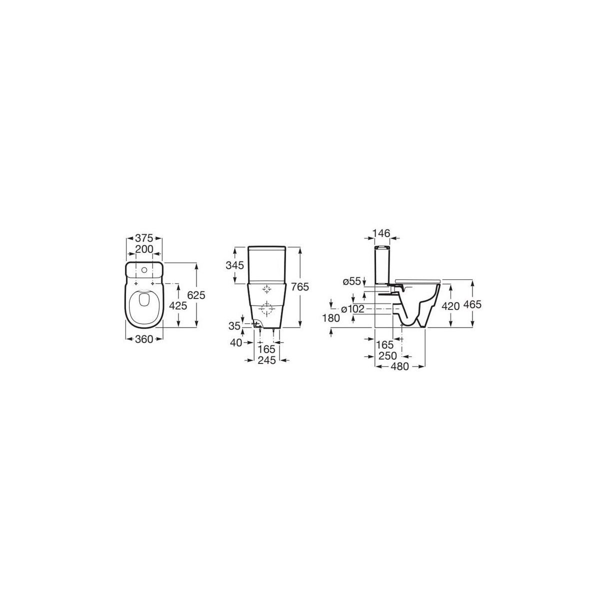 Tura réservoir 4,5/3l avec alimentation par le dessous blanc mat - ROCA A341691620 