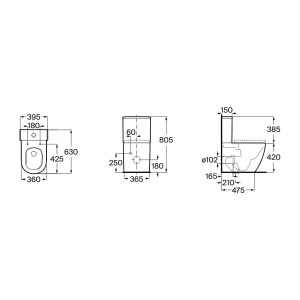 Meridian réservoir avec alimentation inférieure avec mécanisme 3/4,5 noir mat - ROCA A341742080 