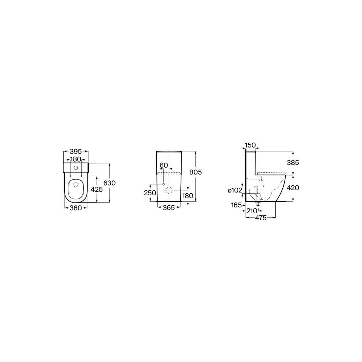 Meridian réservoir avec alimentation inférieure avec mécanisme 3/4,5 blc mat - ROCA A341742620 