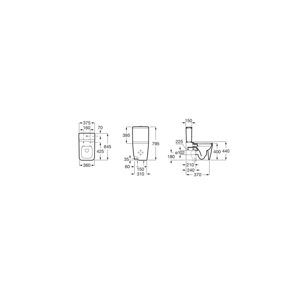 Inspira sq cuv au sol cc btw 645 mm dual rimless beige - ROCA A342536650 