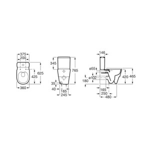 Tura cuvette de wc au sol roca rimless®, à évacuation duale blanc mat - ROCA A342697620 