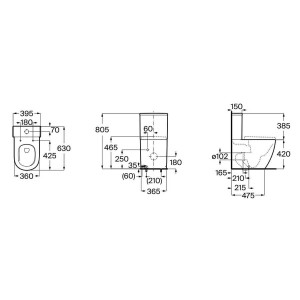 Meridian cuvette au sol rimless vortex dual blanc mat 630x360mm - ROCA A342747620 