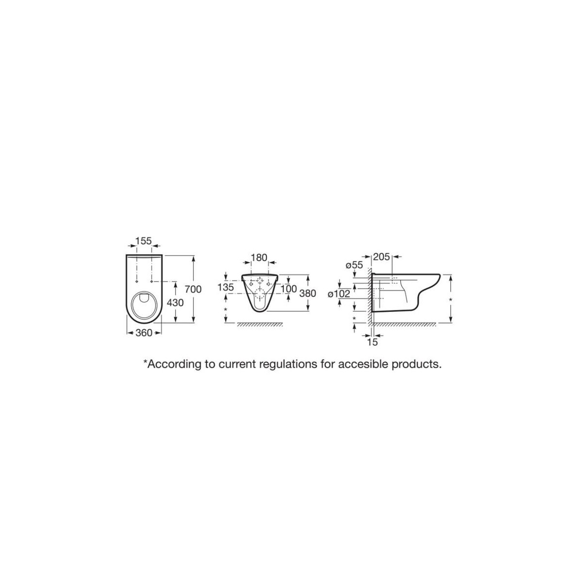 ROCA Access Cuvette Suspendue Rallongée Avec Fixation Blanc - A346237000 