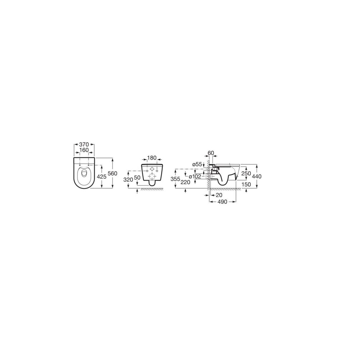 Cuvette WC suspendu 56X37 Blanc INSPIRA - ROCA A346527000 