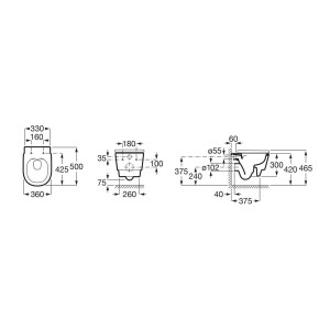 Tura cuvette de wc suspendue roca rimless® blanc brillant - ROCA A346697000 