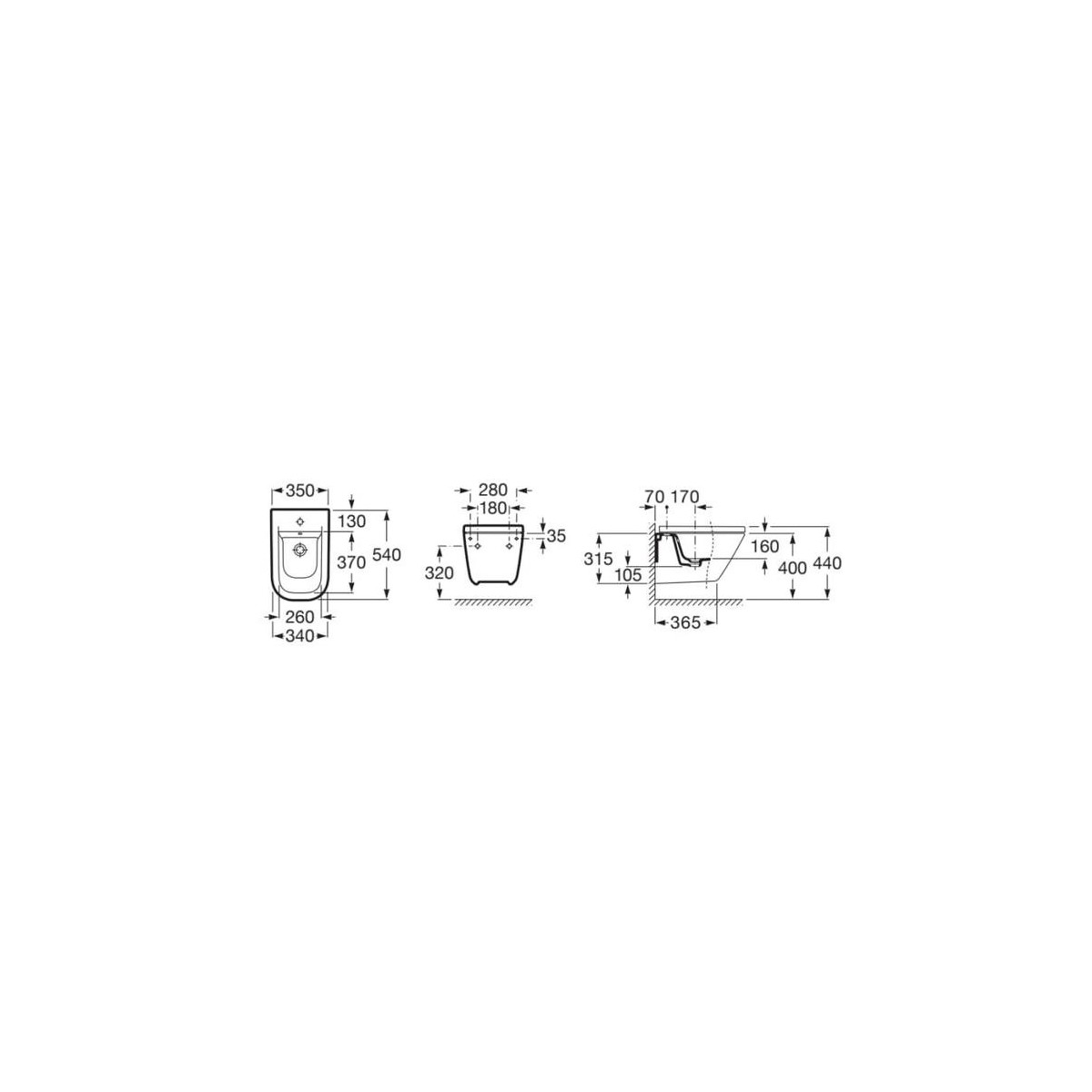 The Gap Bidet Suspendu Fixations Cachees Blan - ROCA A357476000 