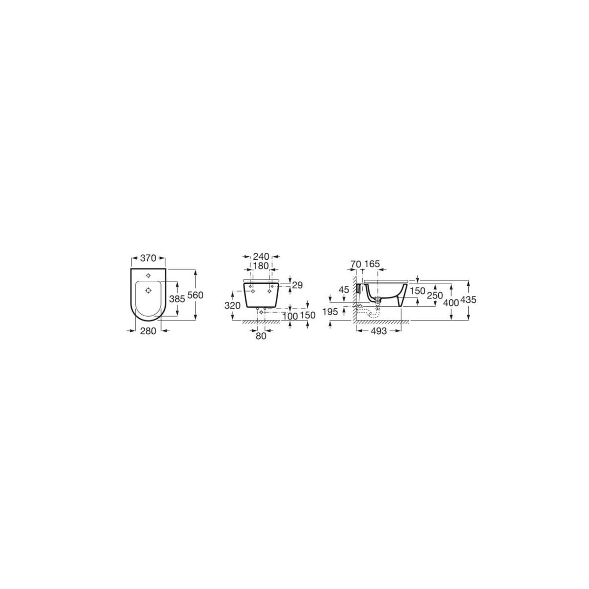Bidet suspendu Round Inspira Onyx - ROCA A357525640 
