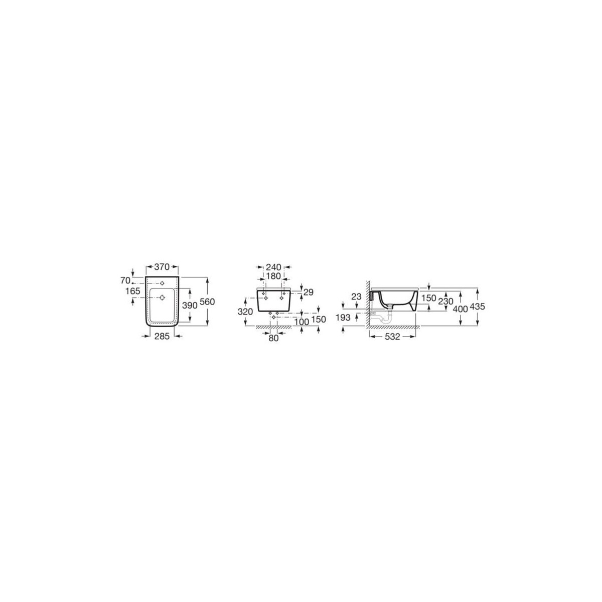 Bidet Square suspendu Inspira Beige - ROCA A357535650 