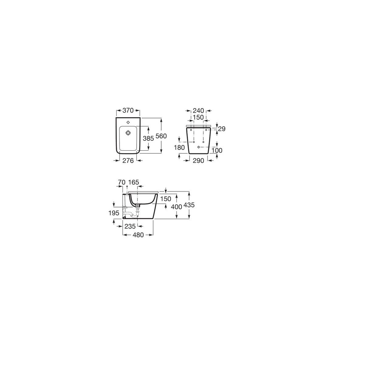 ROCA Inspira Square Bidet Au Sol 560X370 Blanc - A357537000 