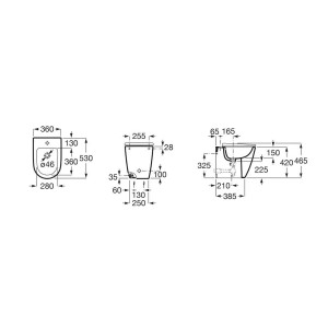 Ona bidet au sol adossé au mur. 530mm. noir mat - ROCA A357687080 