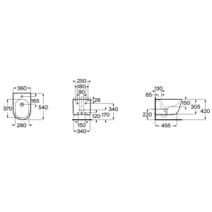 Meridian bidet suspendu noir mat - ROCA A357745080 
