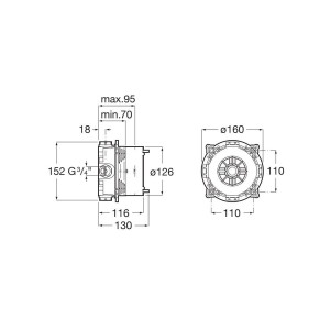 Rocabox pour robinetterie encastrée - monocommande ou thermostatique, 1 ou 2 voies - A525869403 ROCA 