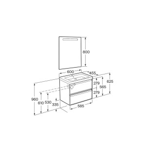 Linea pack (meuble+lavabo+miroir eidos) 2 tiroirs 60 cm bleu polaire - ROCA A852494596 