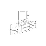 Linea pack (meuble+lavabo+miroir eidos) 2 tiroirs 80 cm gris pierre mat - ROCA A852495514 