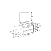 Linea pack (meuble+lav asymétrique droite+miroir eidos) 2 tiroirs 1000 mm bois - ROCA A852498524 