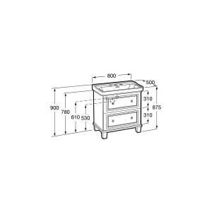 Carmen unik meuble 2 tiroirs + lavabo 3 trous 800mm blanc mat - ROCA A852534509 